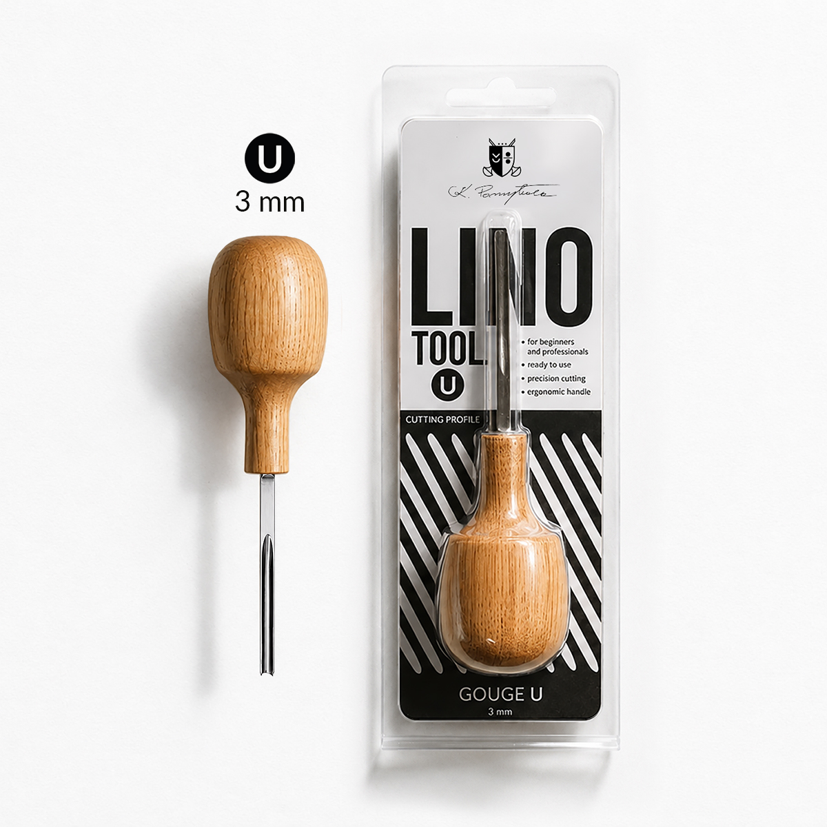 U-LINO-TOOL-2-EN Gouge for linocut and woodcut U-shaped blade